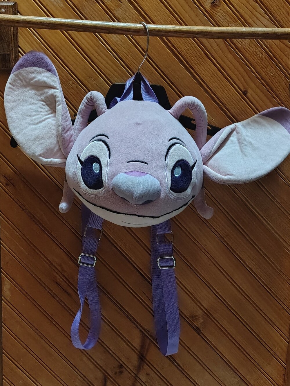 Disney x Bioworld Lilo & Stitch Angel Plush Head Adjustable Backpack Pink Purple